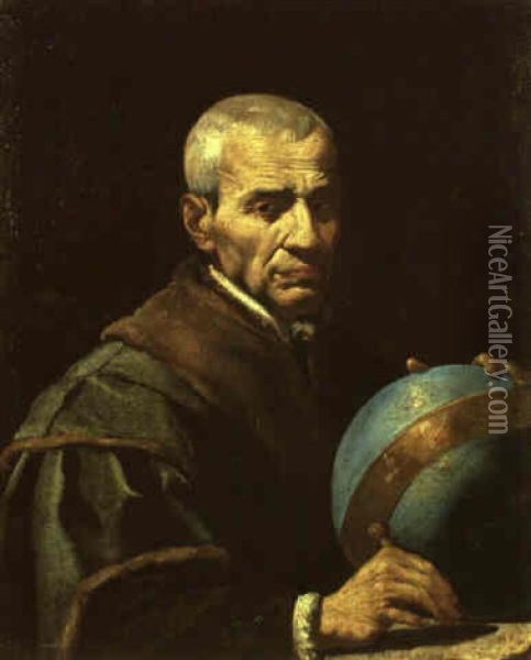 Portrait Of An Astrologer Holding A Celestial Globe Oil Painting - Pietro Paolini