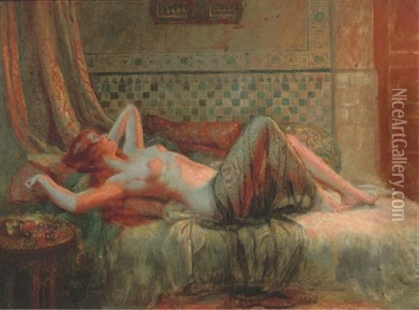 Reclining In The Harem Oil Painting - Delphin Enjolras