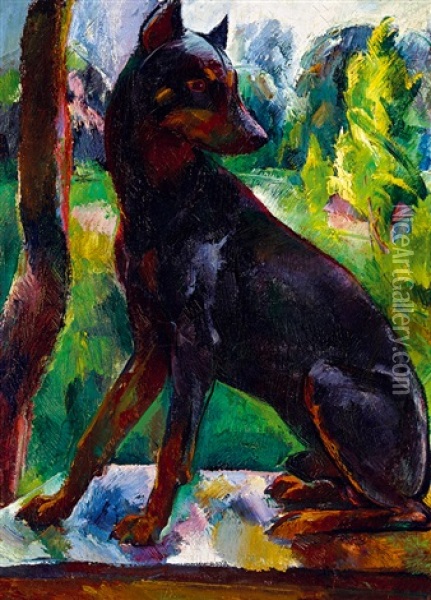 Eszter Mattioni's Favourite Dog Oil Painting - Vilmos Aba-Novak
