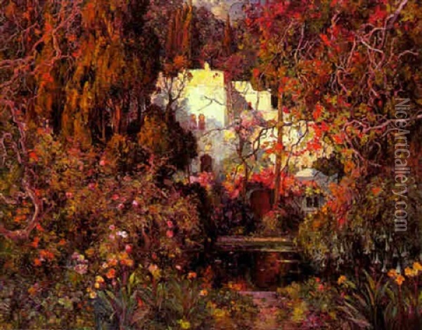 Jardin D' Alger Oil Painting - Eugene F. A. Deshayes