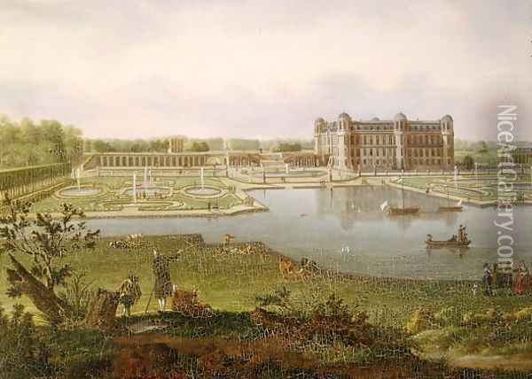 Chantilly in 1781, View from Vertugadin (detail) Oil Painting - Hendrik Frans de Cort