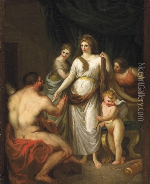 Herkules Und Omphale Oil Painting - Pompeo Girolamo Batoni