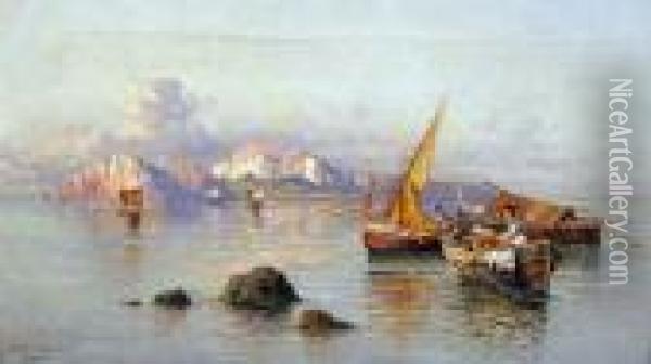 Pescatori A Capri Oil Painting - Giuseppe Carelli