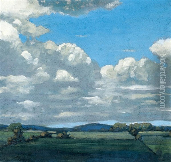 Landscape With Big Sky Oil Painting - Francis Hans Johnston