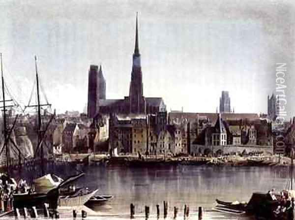 View of Rouen from Views on the Seine Oil Painting - John Gendall