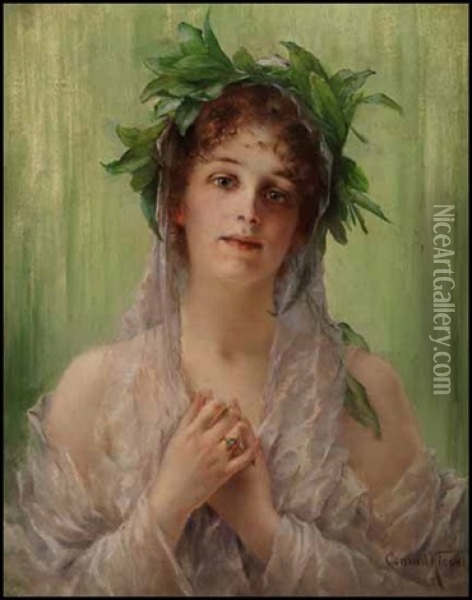 Young Woman Oil Painting - Conrad Kiesel
