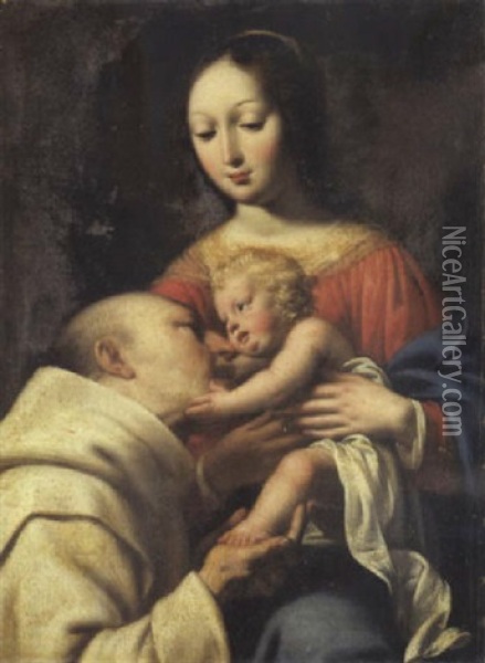 Saint Bruno Au Pied De La Vierge A L'enfant Oil Painting - Guy (Guide) Francois