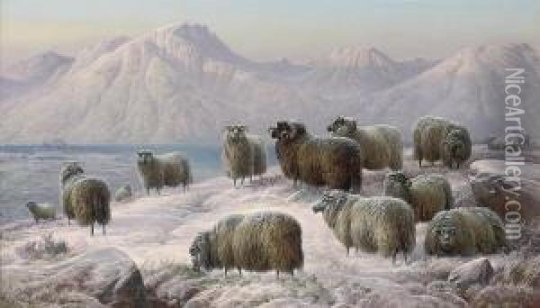 Winter Evening In The West Highlands Oil Painting - Charles Jones