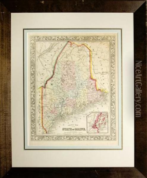 County Map Of The State Of Maine Oil Painting - Samuel Augustus Mitchell