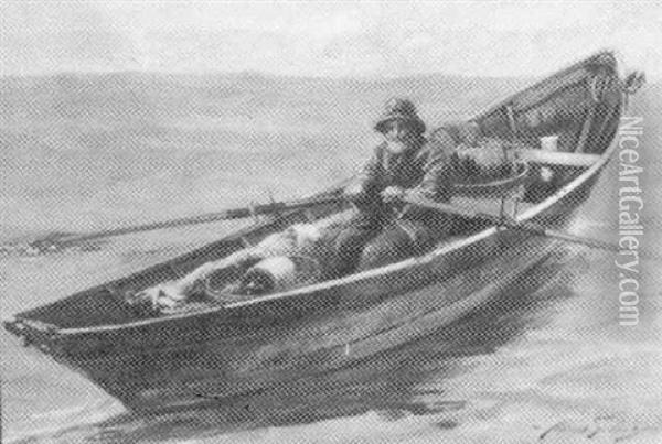 Maine Dory Fisherman Oil Painting - Abbott Fuller Graves