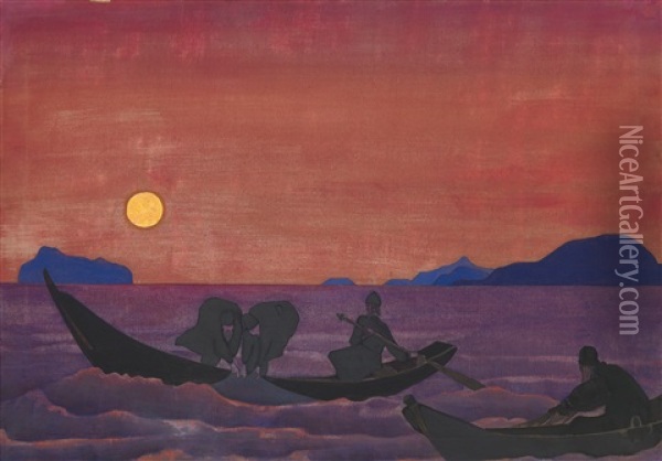 And We Continue Fishing (from The Sancta Series) Oil Painting - Nikolai Konstantinovich Roerich