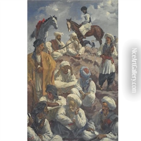 Afghans Oil Painting - Alexander Evgenievich Iacovleff