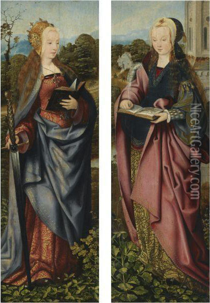 Saint Catherine Oil Painting - The Master Of Frankfurt