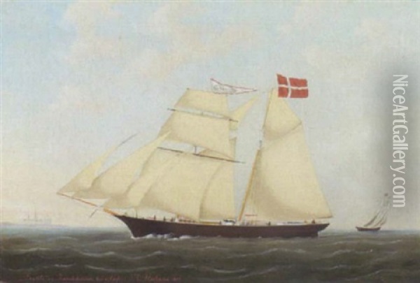 Skibsportraet Af Laurits Af Karrebeksminde Fort Af Capt.n. P.o. Mortensen Oil Painting - Heinrich Reimers