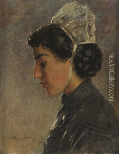 Breton Girl Oil Painting - Konstantin Egorovich Makovsky