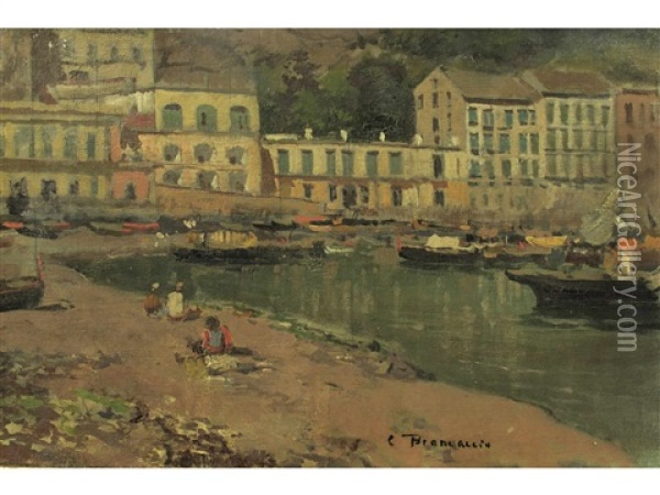 Spiaggia Oil Painting - Carlo Brancaccio