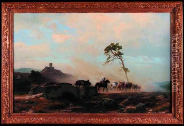 Pejzaz Z Ruinami Oil Painting - Karl Friedrich Lessing