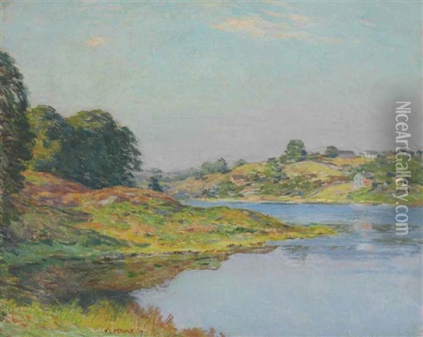 On The River (no. 2) Oil Painting - Willard Leroy Metcalf