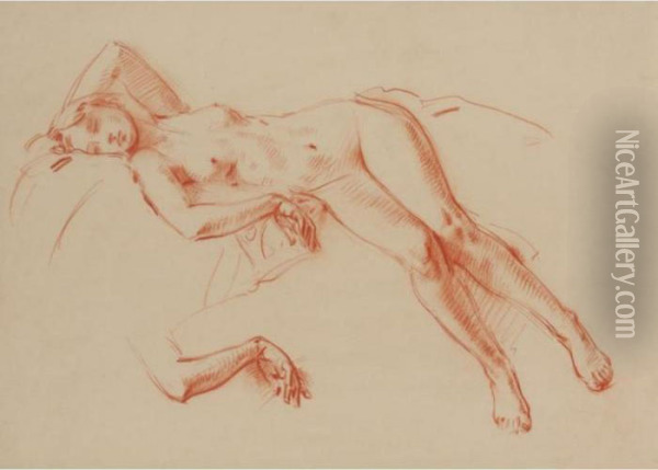 Reclining Nude / Hand Study Oil Painting - Wilfred Gabriel De Glehn