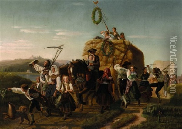 Der Erntezug Oil Painting - Christian Eduard Boettcher