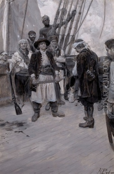 Again, My Captain (pirates), New York Colonial Privateers, Harper's New Monthly Magazine Illustration Oil Painting - Howard Pyle