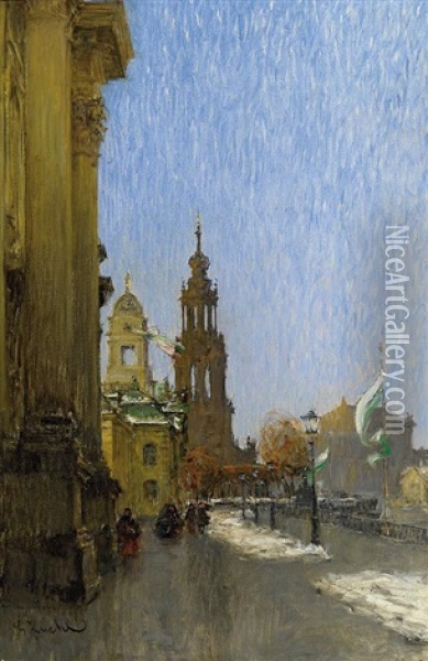 Hofkirche In Dresden Oil Painting - Gotthardt Johann Kuehl