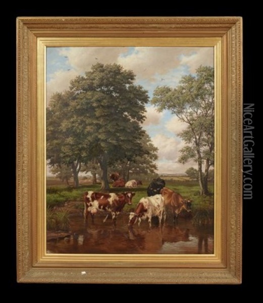 Highland Cattle Oil Painting - Joseph Dixon Clark