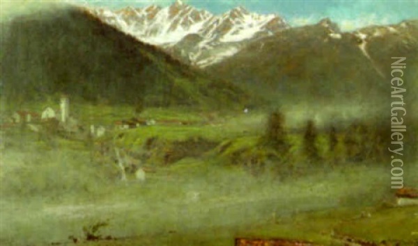 The Village Of Simplon, Switzerland Oil Painting - Albert Goodwin