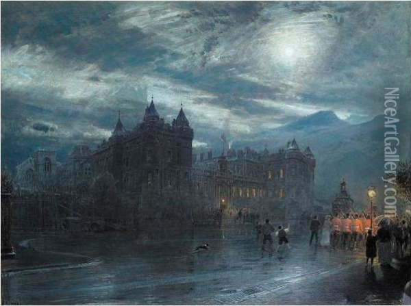 Holyroodhouse, Edinburgh Oil Painting - Albert Goodwin