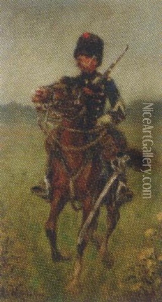 A Sergeant Of The 3rd Hussars Oil Painting - Arie Van Hattem