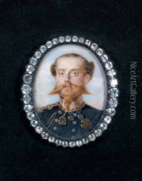 Portrait De Victor Emmanuel Ii, Dernier Roi De Sardaigne Oil Painting - Luigi Gandolfi