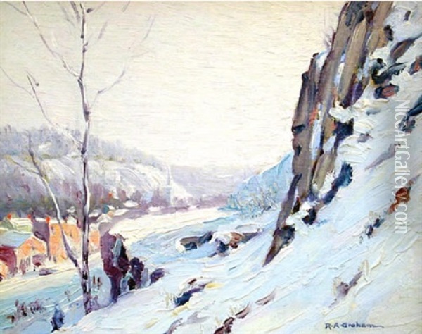 Snow Clad Rocks (pennsylvania) Oil Painting - Robert Alexander Graham