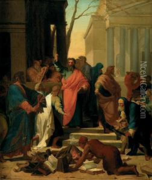 La Predication De Saint Paul A Ephese Oil Painting - Jean-Baptiste Mauzaisse