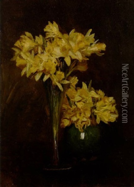 Daffodils Oil Painting - Sir George Clausen