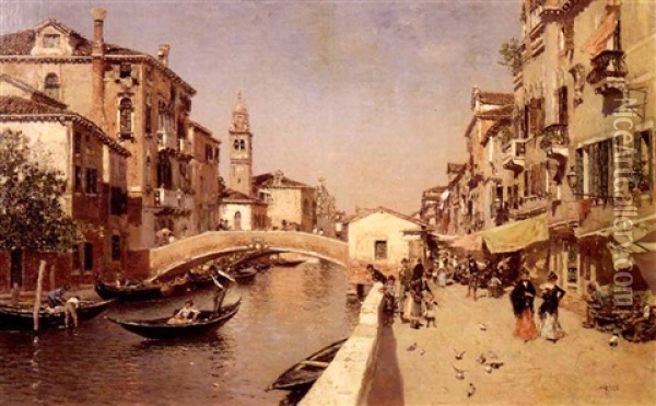 A Sunday Afternoon In Venice Oil Painting - Martin Rico y Ortega