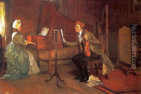 A Difficult Duet Oil Painting - Francis Davis Millet