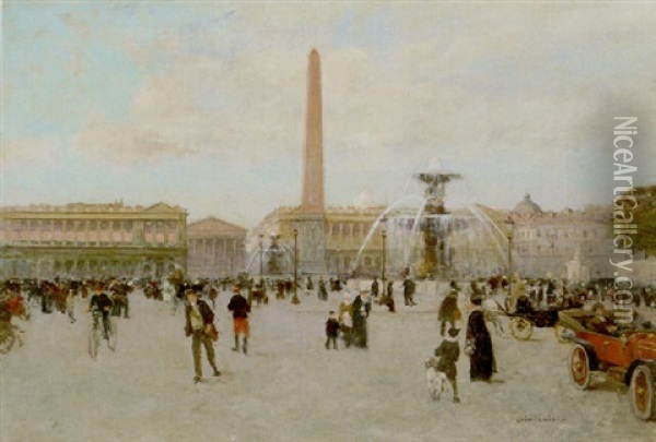 La Place De La Concorde, Paris Oil Painting - Luigi Loir