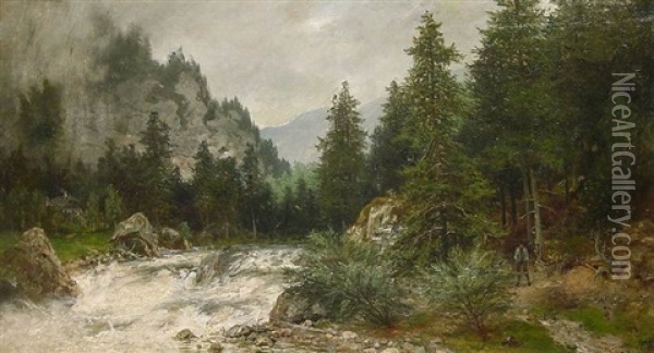 Bachlauf Im Hochgebirge Oil Painting - Morten Mueller