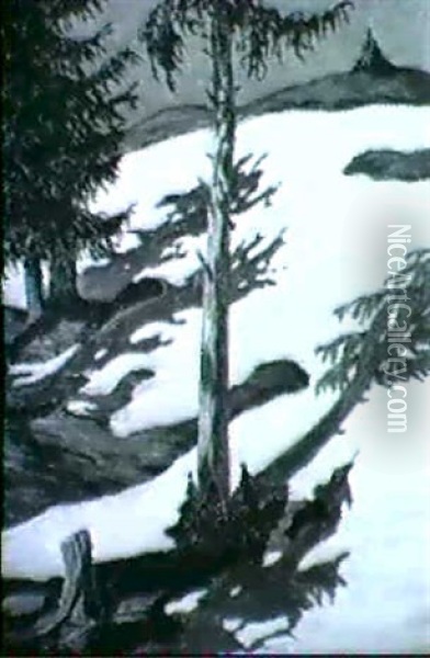 Winterliche Berglandschaft Oil Painting - Otto Rasim