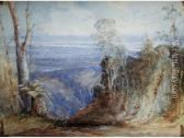 From Douglass's Farm, Kurrajong (towards The Hawkesbury), Emu Plains, New South Wales Oil Painting - Conrad Martens