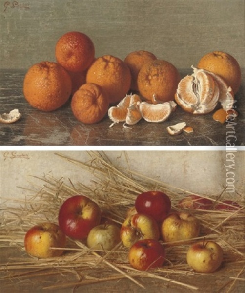 Apples (+ Oranges; Pair) Oil Painting - Giorgio Lucchesi