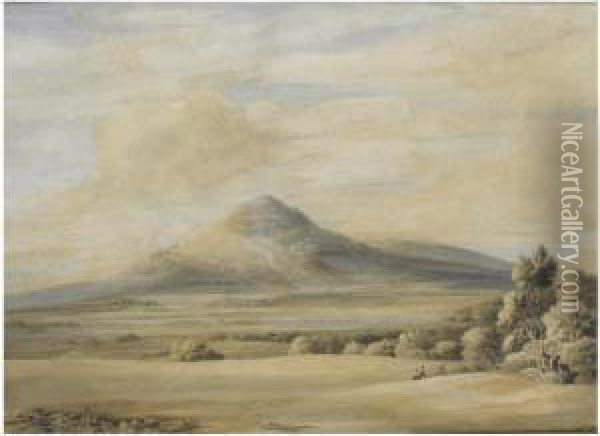 A View Of The Wrekin In Shropshire Going From Wenlock Toshrewsbury Oil Painting - Francis Towne