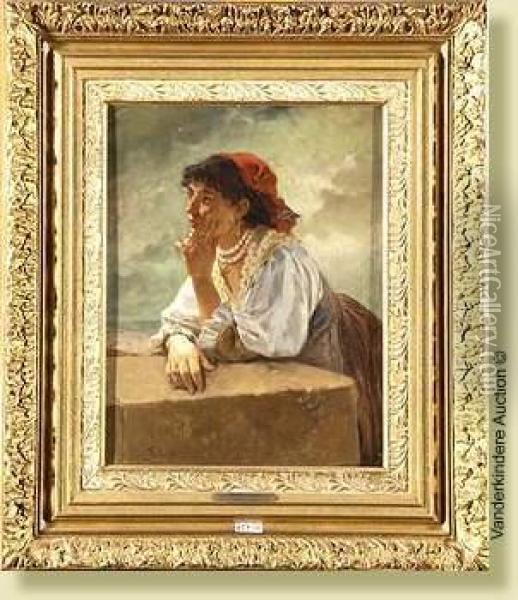 Jeune Italienne Accoudee Oil Painting - Lionel Baes