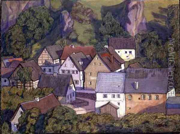 German Village Oil Painting - Gertrud Schafer