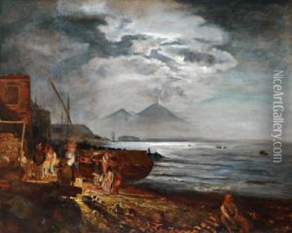 Abendstimmung In Der Bucht Von Neapel Oil Painting - Oswald Achenbach