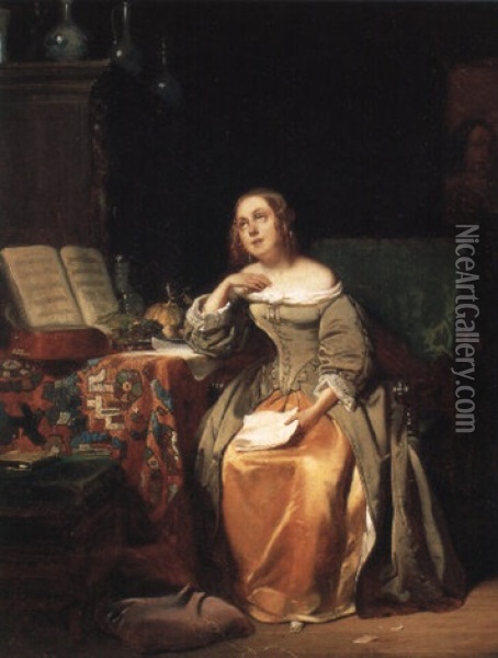 La Lettre Oil Painting - Willem Hendrik Schmidt