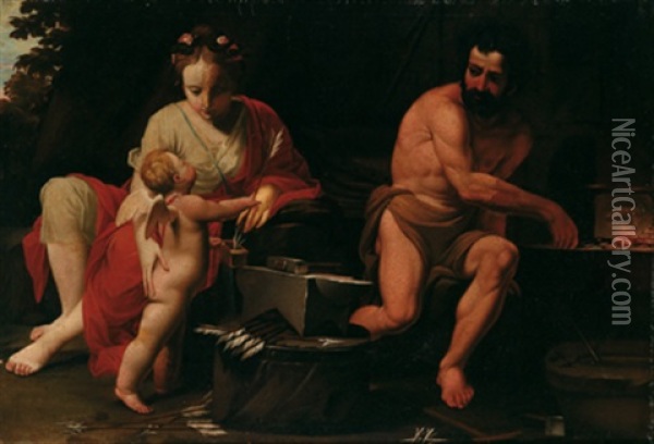 Di Venus Und Amor In Der Schmiede Des Vulkans Oil Painting - Alessandro Tiarini