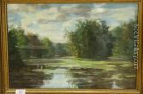 Parkvijver Oil Painting - Fransiscus Willem Helfferich