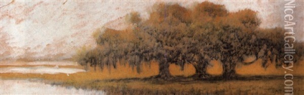 Dueling Oaks, City Park Oil Painting - Alexander John Drysdale