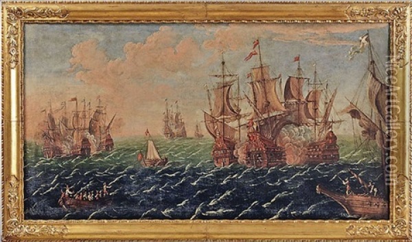 Seeschlacht Oil Painting - Gaspard van Eyck